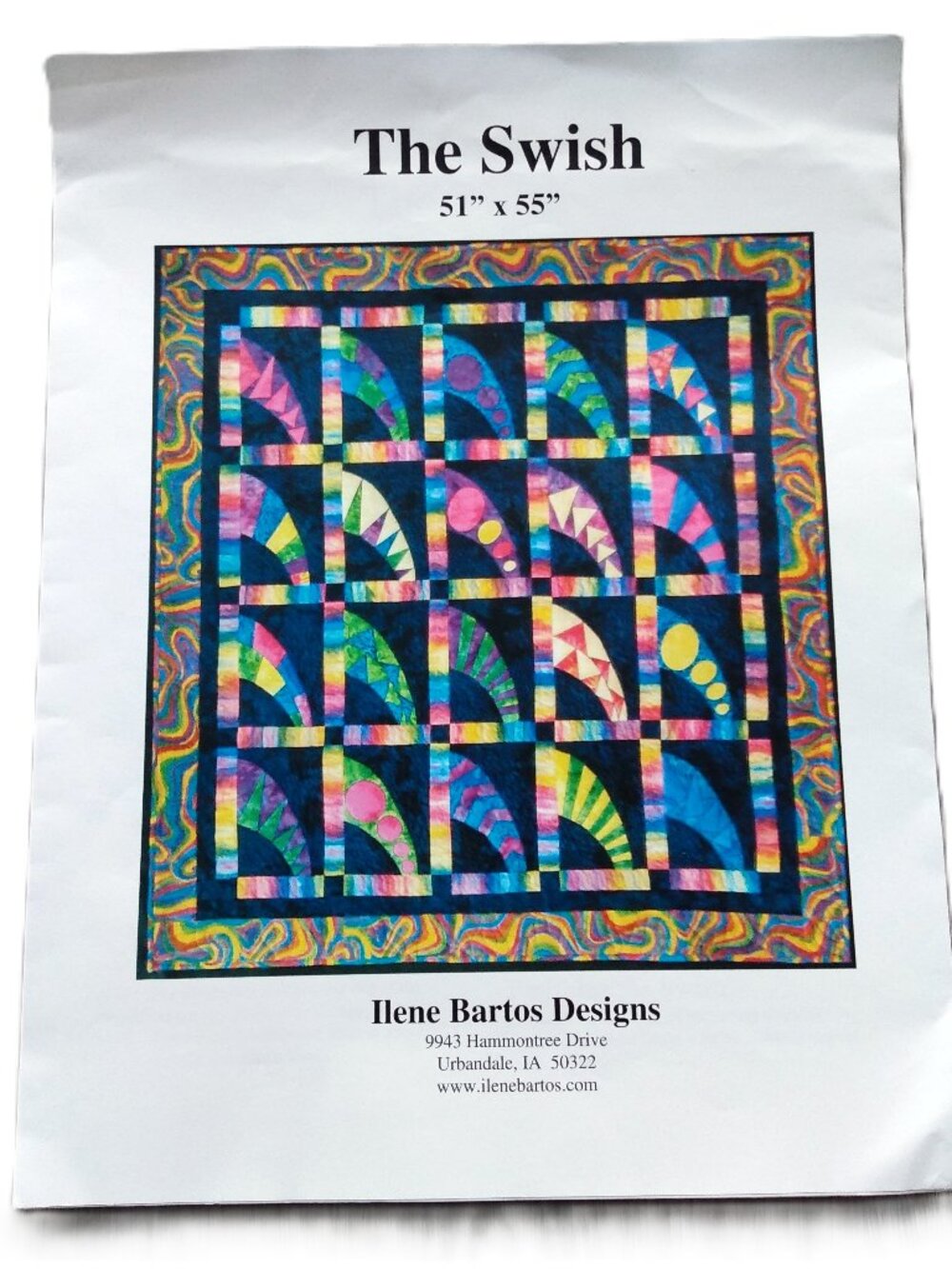 The Swish Quilt Sewing Pattern 51x55 Ilene Bartos Designs Applique Curves